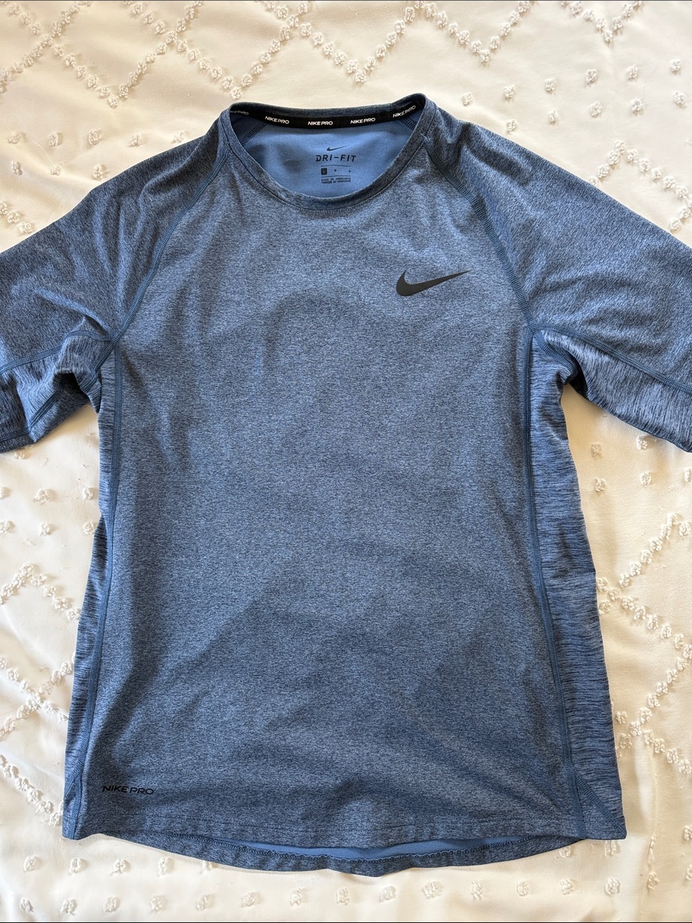 Nike Heathered Blue Short Sleeve Dri-FIT Top Size Large